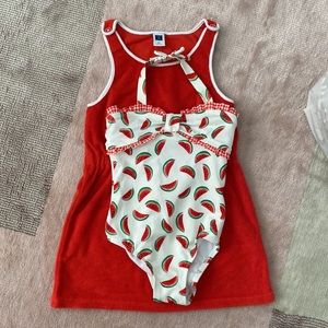 Janie & Jack Watermelon 🍉 One Piece Swimsuit & Coverup